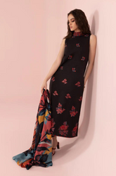 SAPPHIRE - 3PC  CAMBRIC EMBROIDERED SHIRT WITH PRINTED DUPATTA AND CAMBRIC TROUSER - HZG1339